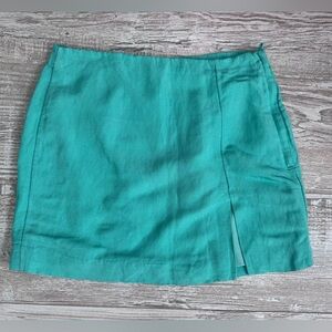 H&M Women’s green linen blend mini skirt 4